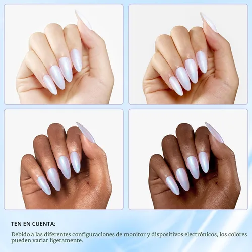Miniatura 5 de Beetles - Esmalte de uñas en gel perla, 0.5 onzas (15 ml), con nubes arremolinadas, blanco perla brillante, perlas nacaradas iridescentes, manicura