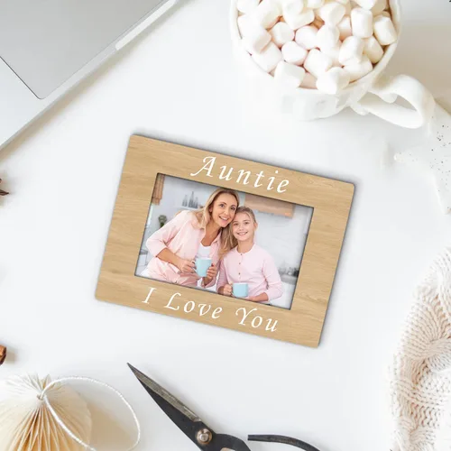 Miniatura 6 de Marco de fotos de madera para tía de 4 x 6 pulgadas, para regalo de Navidad, Día de la Madre, cumpleaños para tía de sobrina, sobrino, tía te amo