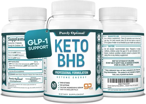 Purely Optimal Cápsulas Keto BHB – Píldoras de cetonas exógenas para apoyo a la cetosis, energía sostenida, enfoque y metabolismo – para mujeres y