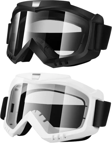Miniatura 7 de Paquete de 2 gafas de motocross – Motocicleta, ATV, equitación, esquí, resistente al viento gafas de carreras Colorido + transparente