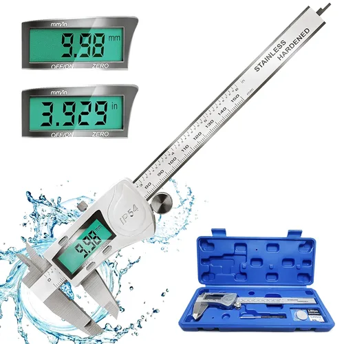 Miniatura 8 de Herramienta de medición de calibrador digital, micrómetro digital de calibre Vernier de acero inoxidable con pantalla LCD grande, herramienta