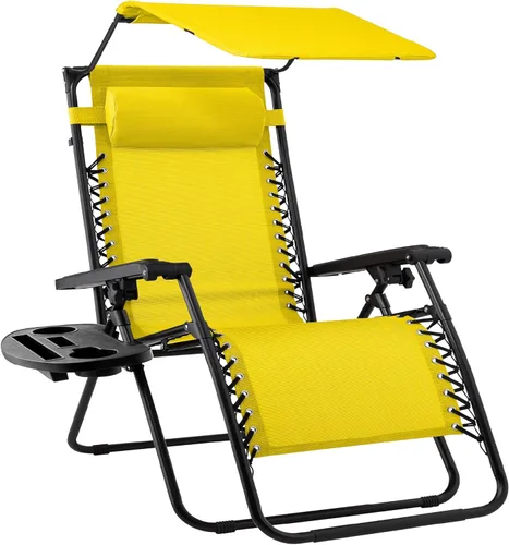 Miniatura 12 de Best Choice Products Sillón reclinable de 30 pulgadas de ancho con gravedad cero para exteriores, con toldo ajustable, reposacabezas, bandeja