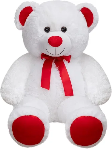 Miniatura 11 de Enorme Oso de Peluche Animal de Peluche Oso de Peluche Gigante con Lazo de Cinta Roja Juguete de Peluche de Día Regalo para Novia y Niños 36 Beige
