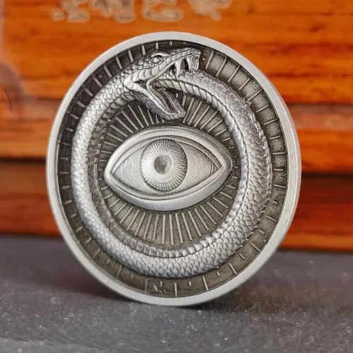 Miniatura 3 de Sun Moon Ouroboros - Moneda de la suerte con diseño en relieve 3D, moneda única de desafío