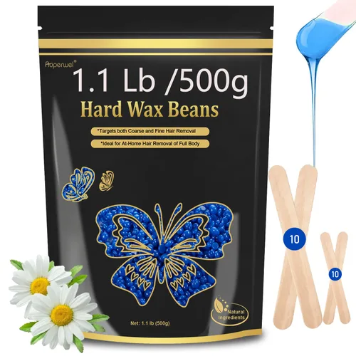 Miniatura 8 de Cuentas de cera dura para depilación de piel sensible, granos de cera de perlas sin dolor de 1.1 libras con 20 espátulas para bikini, cejas