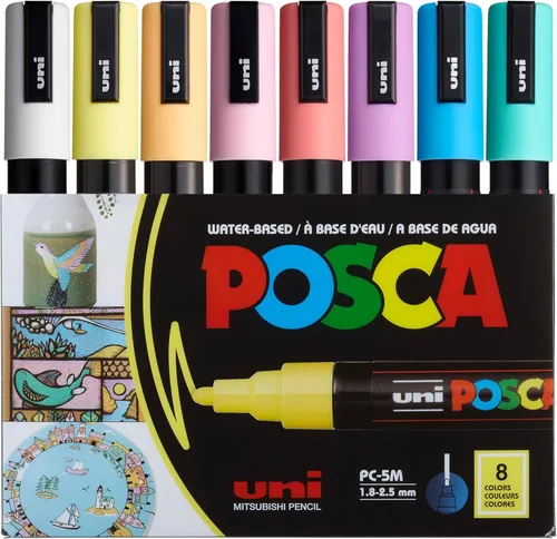 Miniatura 8 de Posca PC-5M Rotuladores de Pintura a Base de Agua, Punta Media Reversible (1.8-2.5mm), Tono Fresco, Pack de 8 Frío