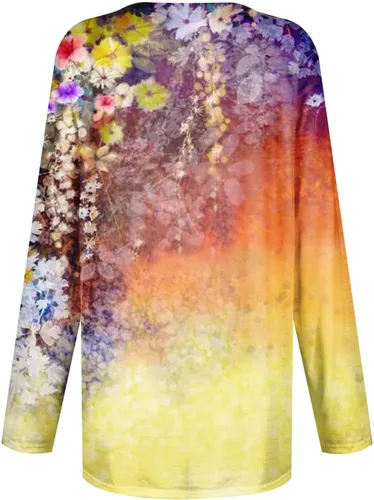 Miniatura 2 de RMXEi Camisetas elegantes de cuello redondo para mujer, manga larga, para otoño 2023, blusas con bolsillo