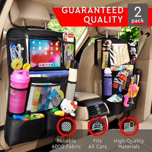 Miniatura 2 de Helteko Organizador para el asiento trasero del coche, protector de respaldo con soporte para tableta con pantalla táctil, organizador de asiento