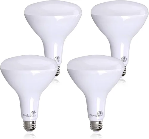 Bioluz Paquete de 4 Bombillas de Luz LED BR40 Más Brillantes - 90 CRI Encendido Instantáneo Blanco Cálido 2700K Bombillas de Luz 16W 1400 Lúmenes