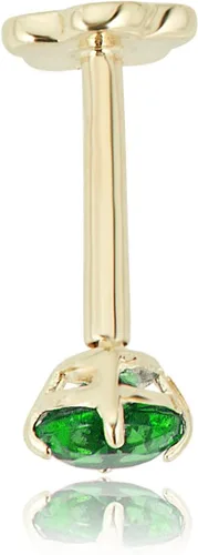 Miniatura 2 de AVORA Piercing redondo de oro blanco de 14 quilates con diamante de imitación de 0.1 quilates (0.1 quilates), piercing para cartílago con parte