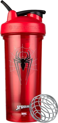 BlenderBottle Marvel - Botella agitadora Pro Series ideal para licuados de proteínas y preentrenamiento, 28 onzas, diseño Spider-Man Web