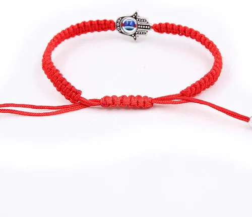 Miniatura 6 de MENGLINA Pulsera unisex hecha a mano de cuerda trenzada roja de la suerte pulsera Hamsa con dije de mal de ojo para mujer pulseras ajustables