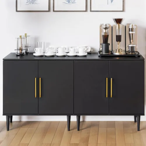 Miniatura 8 de Vrullu Gabinete de Almacenamiento Moderno, Gabinete de Buffet Independiente, Aparador Negro y Almacenamiento de Buffet, Muebles de Acento de Madera