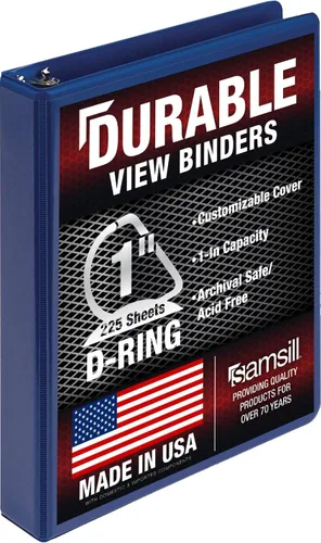 Miniatura 90 de Samsill Carpeta duradera de 1.5 pulgadas, fabricada en los Estados Unidos, carpeta de anillos en D, carpeta transparente personalizable, color rojo