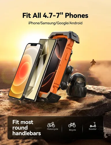 Miniatura 7 de JOYROOM Soporte de teléfono para bicicleta, [doble anti vibración] [refuerzo mejorado 2025] Soporte de teléfono celular para bicicleta, accesorios