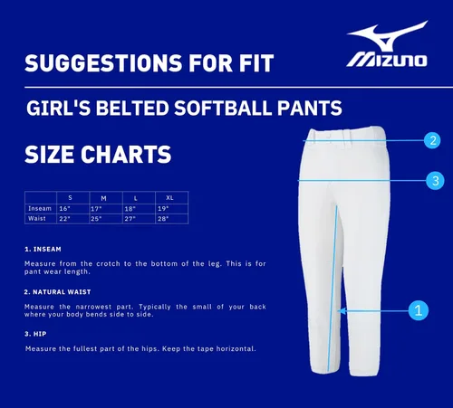 Miniatura 3 de Mizuno Pantalón de sóftbol Fastpitch con cinturón para niña
