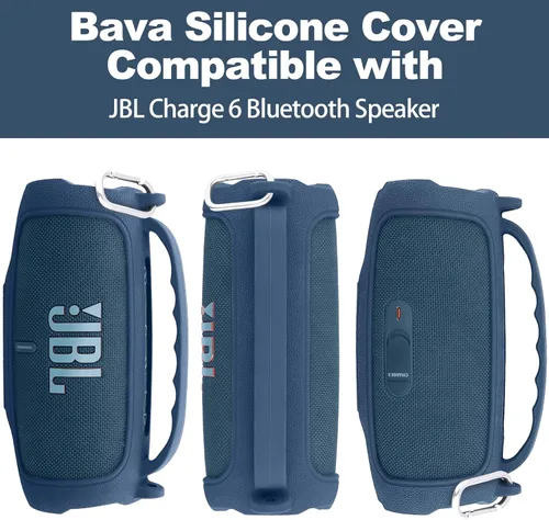 Miniatura 4 de Funda de silicona compatible con JBL Charge 5, altavoz Bluetooth portátil e impermeable (Cubierta de silicona azul)