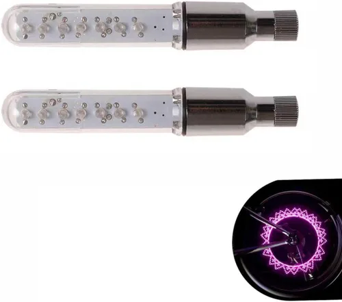 Miniatura 8 de 2 luces de vástago de válvula de neumático de bicicleta, IP55 impermeables, múltiples patrones de luz intermitente de radios de bicicleta