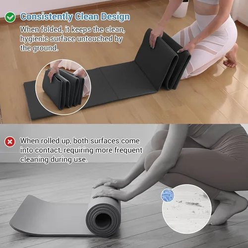 Miniatura 4 de Avoalre Tapete de yoga plegable, respetuoso con el medio ambiente, tapete de yoga de viaje de PVC plegable, tapete de yoga de doble cara