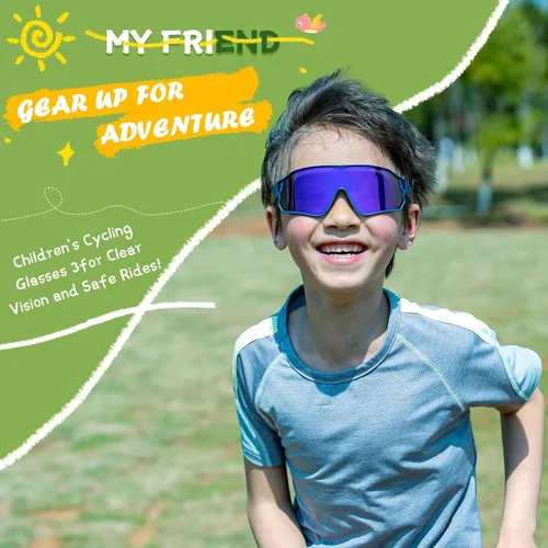 Miniatura 2 de ROCKBROS Gafas de sol deportivas fotocromáticas para niños y niñas, jóvenes, MTB Biking para niños de 8 a 14 años Verde