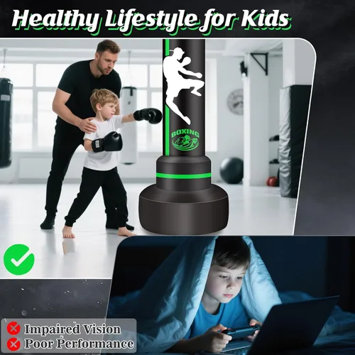 Miniatura 5 de Heavy Punching Bag with Stand Adults Teens,70" Freestanding Boxing Bags Kicking Bag Heavy Bag with Boxing Gloves and Electric Air Pump, Kickboxing