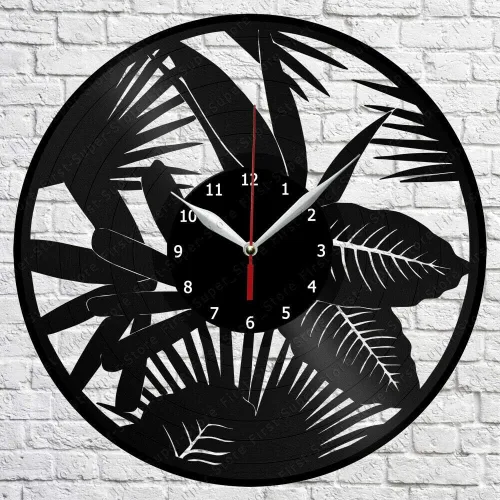 Jungle Vinyl Wall Clock LP Record Home Decor Handmade Art Personality Gift (Size: 12 inch, Color: Black)