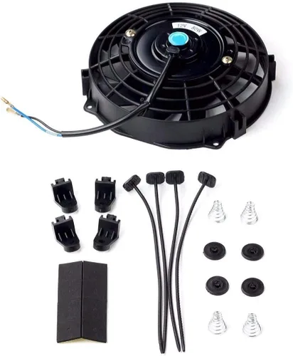 Miniatura 6 de BLACKHORSE-RACING Ventilador eléctrico de radiador de 7 pulgadas de alto 3000 + kit de relé de interruptor de cableado del termostato CFM, negro