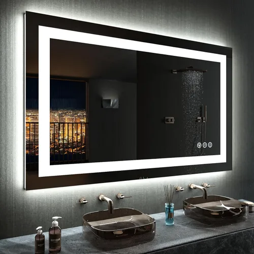 Miniatura 41 de LOAAO Espejo de Baño LED de 40"X32" con Luces, Antivaho, Regulable, Retroiluminación RGB + Iluminación Frontal, Espejo de Tocador de Baño