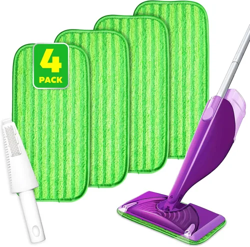 Miniatura 11 de Paquete de 2 almohadillas de microfibra reutilizables, compatibles con Swiffer Sweeper, paños lavables a máquina, repuestos para limpieza de todos