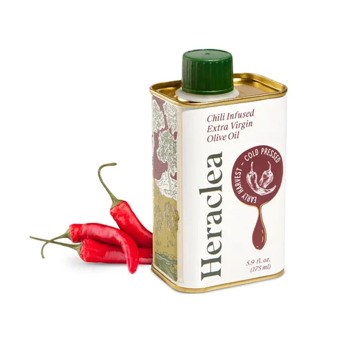 Heraclea - Aceite de oliva extra virgen infundido con chile - Aceite de oliva orgánico extra virgen - Prensado en frío - Aceite de oliva rico en