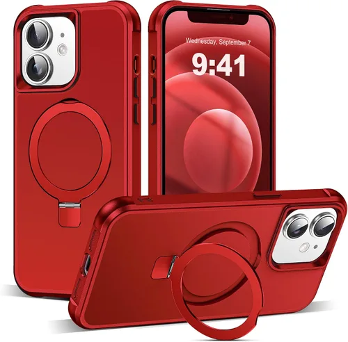 Miniatura 91 de SKYLMW – Funda compatible con iPhone 12 Pro Max y iPhone 13 Pro Max con soporte magnético invisible tipo anillo, fundas translúcidas para teléfonos