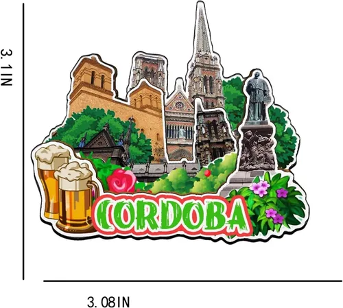 Miniatura 3 de Córdoba Argentina Imán de nevera de madera 3D Monumentos de viaje coleccionables recuerdos decoración hecha a mano -2513