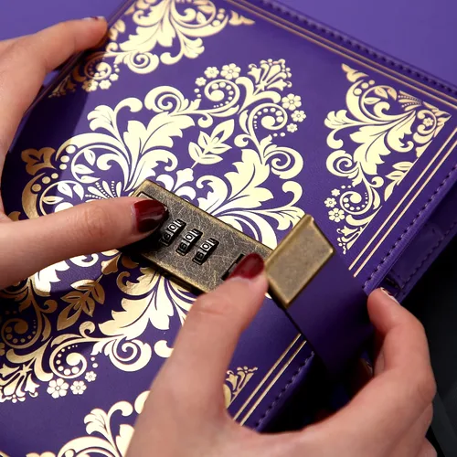 Miniatura 8 de Diario con cerradura CAGIE para mujeres, diario vintage recargable con cerradura de 224 páginas, diario de cuero con cerradura para secretos