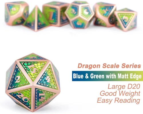 Miniatura 3 de DNDND - Juego de dados metálicos para DND con estuche de metal de regalo, 7 piezas de dados metálicos de Calabozos y Dragones para juego DND