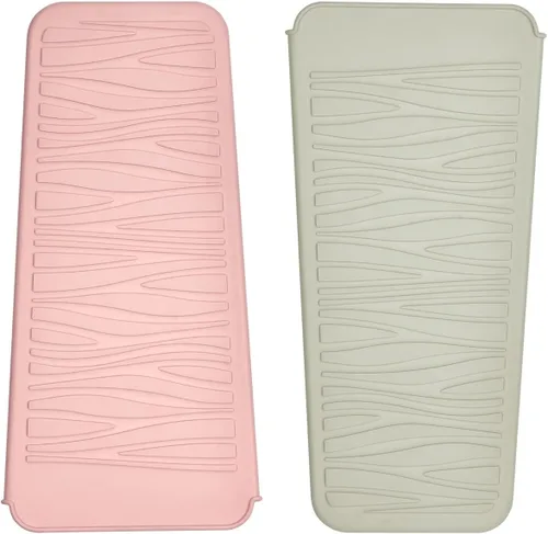 Miniatura 22 de Alfombrilla de viaje de silicona resistente al calor para plancha de pelo (1 paquete, rosa malva, 11 x 5.3 pulgadas)