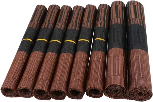 Miniatura 2 de Manteles individuales con camino de mesa resistentes al calor, tapetes antideslizantes, manteles de cocina de vinilo tejido cruzado para mesa de Café