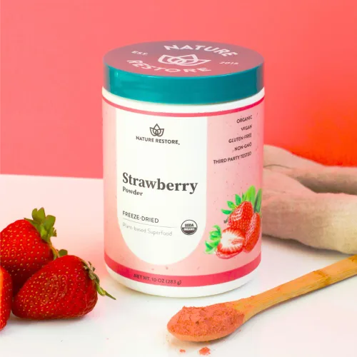 Miniatura 6 de Nature Restore Polvo de fresa liofilizado orgánico certificado por USDA, 10 onzas, sin OMG, sin gluten, vegano