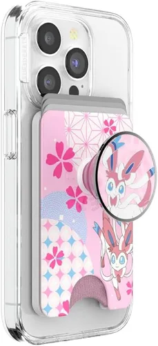 Miniatura 7 de Cartera para teléfono PopSockets con soporte expandible, tarjetero para teléfono - Nubes rosas Rosa (Pink Clouds)