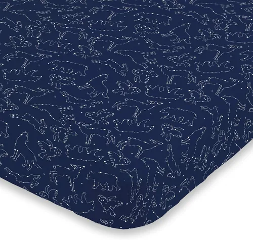 Miniatura 7 de NoJo Sábana bajera ajustable para cuna de acuarela de montaña súper suave, azul, verde, bronceado y blanco, azul, verde, tostado, blanco