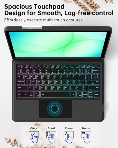 Miniatura 7 de Funda para teclado Samsung Galaxy Tab A9+ Plus/A11+ Plus de 11 pulgadas: modo DEX de un clic, teclado retroiluminado arcoíris con panel táctil
