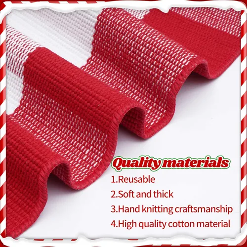 Miniatura 5 de Alfombra de cuadros rojos y blancos de Navidad de 27.5 x 43 pulgadas, tejida a mano para interiores y exteriores, mezcla de algodón a cuadros