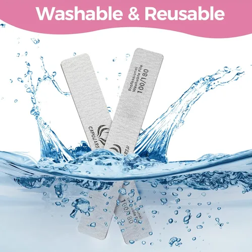 Miniatura 7 de 18 limas de uñas acrílicas – Capularsh 100/180 Grit Professional Double Side Emery Boards, lima de uñas gruesas reutilizables para inmersión de gel