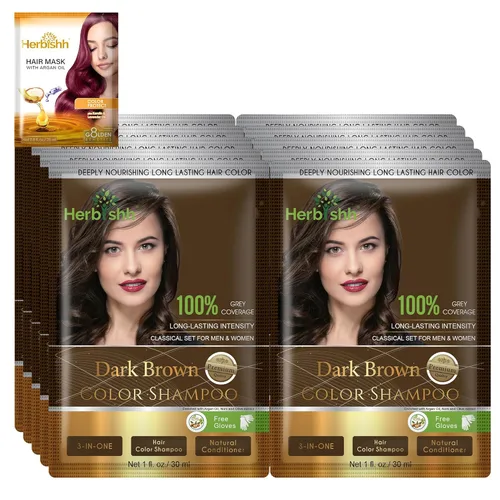 Miniatura 12 de Herbishh Champú de color para cabello gris – Champú de tinte natural para el cabello con máscara de argán – Tamaño de viaje – Colores de cabello
