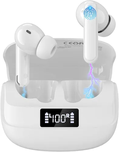 Miniatura 7 de Auriculares inalámbricos con cancelación de ruido, auriculares Bluetooth 5.4, sonido estéreo de graves grandes, 4 micrófonos ENC AI Clear