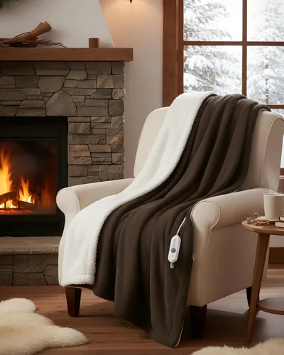Miniatura 2 de GarveeHome Manta eléctrica térmica, manta térmica suave doble Sherpa súper acogedora con 4 niveles de calefacción y 4 horas de apagado automático