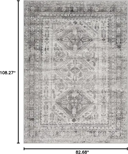 Miniatura 2 de Hauteloom Nelsonville - Alfombra tradicional bohemia para sala de estar, dormitorio, color gris, blanco, 6 pies 7 pulgadas x 9 pies