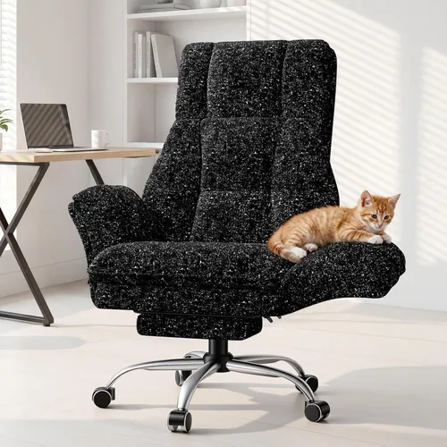 Miniatura 10 de Silla de oficina grande y alta, silla ergonómica ejecutiva para juegos de computadora con reposapiés, reposabrazos abatibles para mascotas y espacio