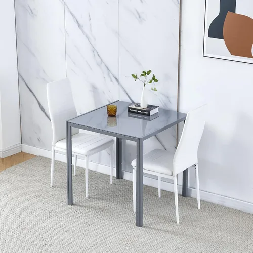 Miniatura 20 de Juego de 4 mesas de comedor y sillas de comedor de cristal negro de 5 piezas, moderna mesa cuadrada de cocina pequeña y 4 sillas de comedor que