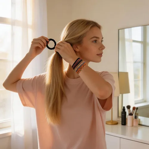 Miniatura 5 de 20 pulseras para el cabello para mujeres y hombres, pulseras bohemias para el cabello, elásticas para el cabello, sin daños, para cabello grueso