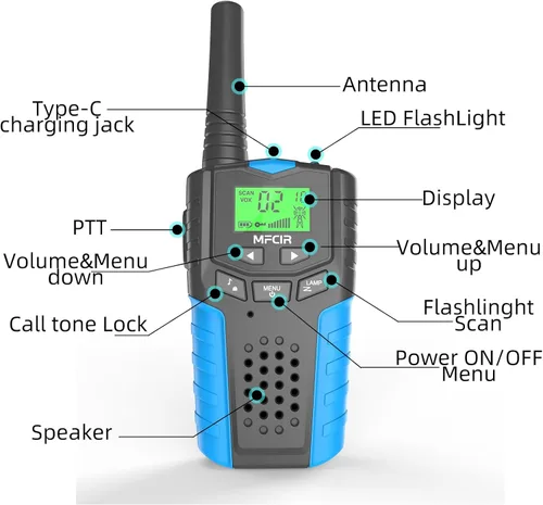 Miniatura 6 de Walkie Talkies para niños, recargable, paquete de 2, 3 millas de largo alcance, 22 canales, radio de 2 vías, mini wakey takey, cumpleaños, juguetes